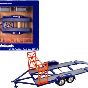 Tandem Car Trailer with Tire Rack Blue "Union 76" for 1/43 Scale Model Cars by GMP