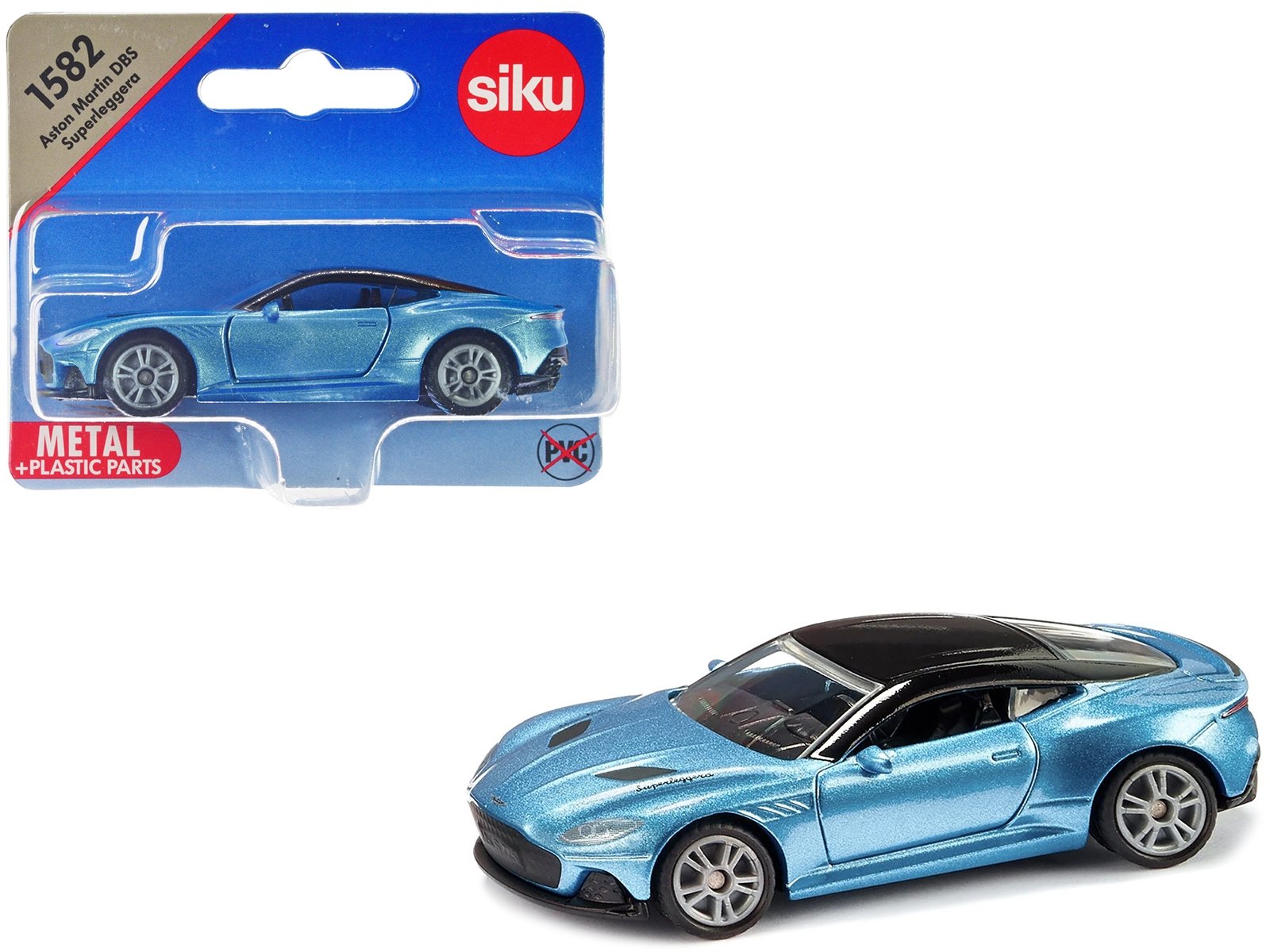 Aston Martin DBS Superleggera Blue Metallic with Black Top Diecast Model Car by Siku - Image 4
