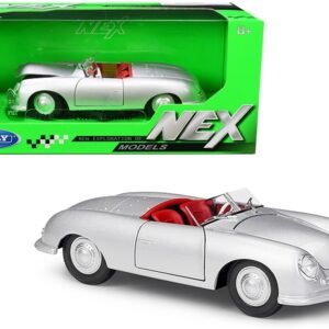 Porsche 356/1 Roadster Silver with Red Interior "NEX Models" 1/24 Diecast Model Car by Welly