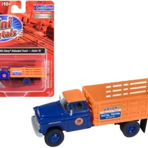 1955 Chevrolet Stakebed Truck "Union 76" Blue and Orange 1/87 (HO) Scale Model by Classic Metal Works
