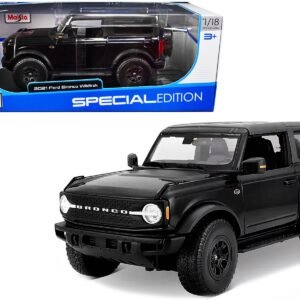 2021 Ford Bronco Wildtrak Black Metallic with Dark Gray Top "Special Edition" 1/18 Diecast Model Car by Maisto