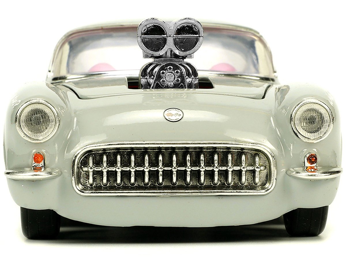 1957 Chevrolet Corvette Beige with Pink Interior with Bugs Bunny Figure "Looney Tunes" "Hollywood Rides" Series 1/24 Diecast Model Car by Jada - Image 5