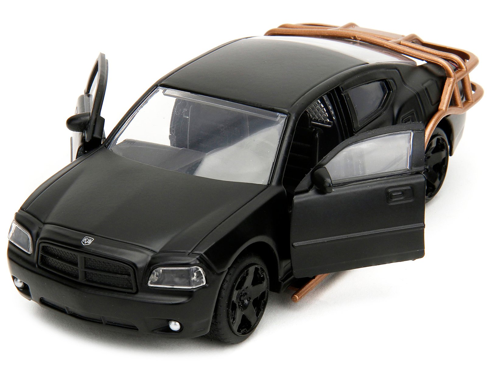 2006 Dodge Charger Matt Black with Outer Cage "Fast & Furious" Series 1/32 Diecast Model Car by Jada - Image 3