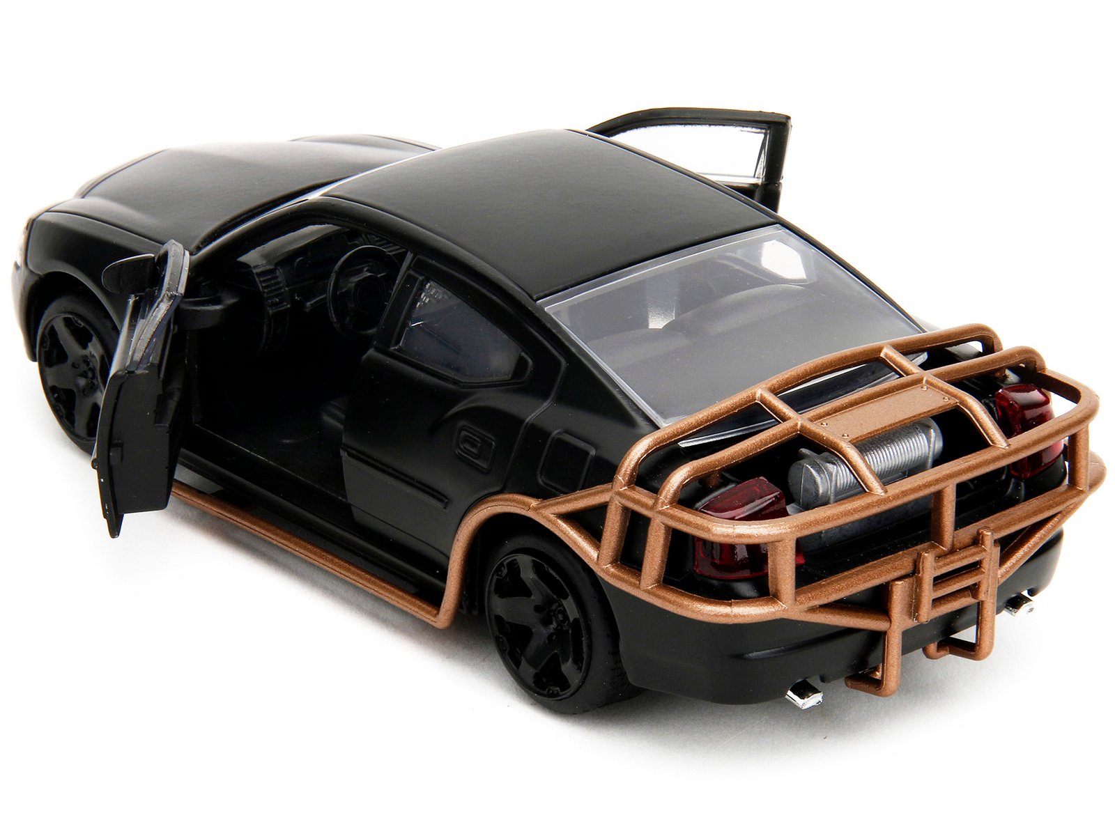 2006 Dodge Charger Matt Black with Outer Cage "Fast & Furious" Series 1/32 Diecast Model Car by Jada - Image 4