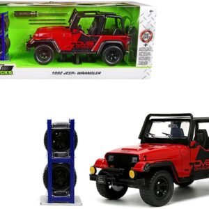 1992 Jeep Wrangler DV8 Off-Road Red with Matt Black Stripes with Extra Wheels "Just Trucks" Series 1/24 Diecast Model Car by Jada