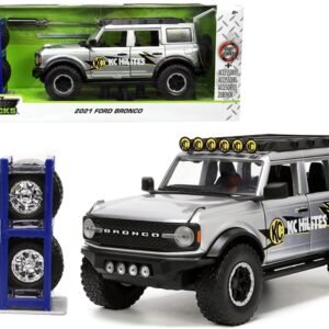 2021 Ford Bronco Gray Metallic "KC HiLiTES" with Extra Wheels "Just Trucks" Series 1/24 Diecast Model Car by Jada