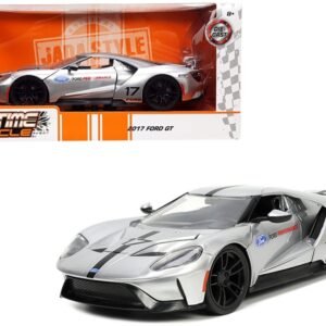 2017 Ford GT #17 Silver Metallic with Black Stripes "Ford Performance" "Bigtime Muscle" Series 1/24 Diecast Model Car by Jada