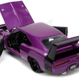 1969 Dodge Charger Daytona Purple Metallic with Black Tail Stripe "Bigtime Muscle" Series 1/24 Diecast Model Car by Jada