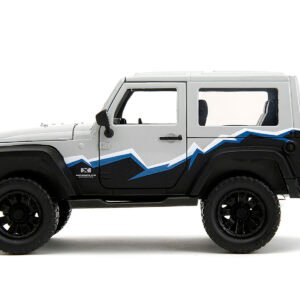 2007 Jeep Wrangler Gray and Black with Blue and White Stripes with Extra Wheels "Just Trucks" Series 1/24 Diecast Model Car by Jada
