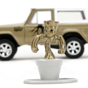 1973 Ford Bronco Gold Metallic with White Top and Groot Diecast Figure "Guardians of the Galaxy" "Marvel" Series 1/32 Diecast Model Car by Jada