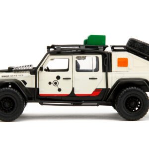 Jeep Gladiator Pickup Truck with Equipment Shell Beige with Graphics "Biosyn Genetics" "Jurassic World Dominion" (2022) Movie "Hollywood Rides" Series 1/32 Diecast Model Car by Jada
