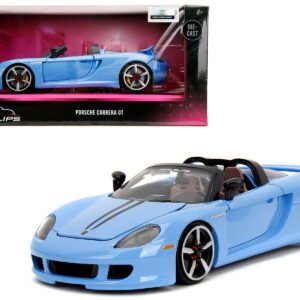 Porsche Carrera GT Convertible Blue with Black Stripes "Pink Slips" Series 1/24 Diecast Model Car by Jada