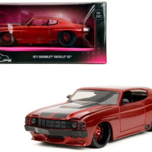 1971 Chevrolet Chevelle SS Red Metallic with Black Stripes "Pink Slips" Series 1/24 Diecast Model Car by Jada