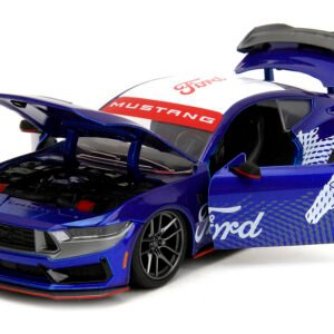 2024 Ford Mustang Dark Horse Candy Blue with White Top and "Mustang Horse Graphics" "Bigtime Muscle" Series 1/24 Diecast Model Car by Jada