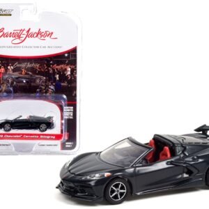 2020 Chevrolet Corvette C8 Stingray Convertible Shadow Gray Metallic with Adrenaline Red Interior (Lot #3002) Barrett Jackson "Scottsdale Edition" Series 7 1/64 Diecast Model Car by Greenlight