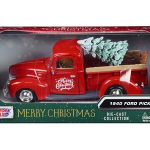 1940 Ford Pickup Truck Red "Merry Christmas" with Tree Accessory 1/24 Diecast Model Car by Motormax