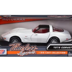 1979 Chevrolet Corvette C3 White with Black Top and Red Interior "Timeless Legends" Series 1/24 Diecast Car Model by Motormax