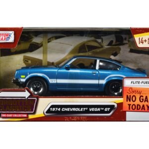 1974 Chevrolet Vega GT Blue Metallic with White Stripes "Forgotten Classics" Series 1/24 Diecast Model Car by Motormax