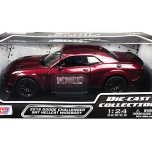 2018 Dodge Challenger SRT Hellcat Widebody Burgundy Metallic "Die-Cast Collection" Series 1/24 Diecast Model Car by Motormax