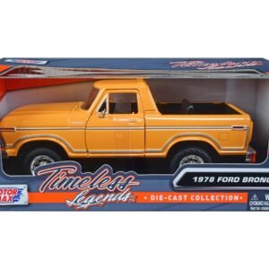 1978 Ford Bronco Custom (Open Top) Yellow with "Timeless Legends" Series 1/24 Diecast Model Car by Motormax
