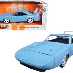 1969 Dodge Charger Daytona Light Blue with White "Bigtime Muscle" Series 1/24 Diecast Model Car by Jada