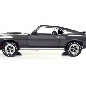 1969 Ford Mustang Dark Gray Metallic with Black Stripes "John Wick" (2014) Movie "Silver Screen Machines" Series 1/18 Diecast Model Car by Auto World