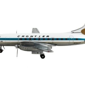 Convair CV-580 Commercial Aircraft "Frontier Airlines" White with Teal Stripes 1/400 Diecast Model Airplane by GeminiJets
