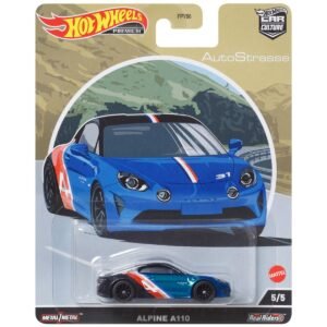Alpine A110 Blue Metallic and Black with Graphics "Auto Strasse" Series Diecast Model Car by Hot Wheels