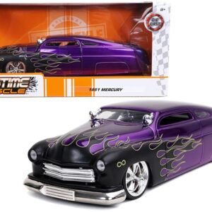 1951 Mercury Purple with Black Flames "Bigtime Muscle" 1/24 Diecast Model Car by Jada