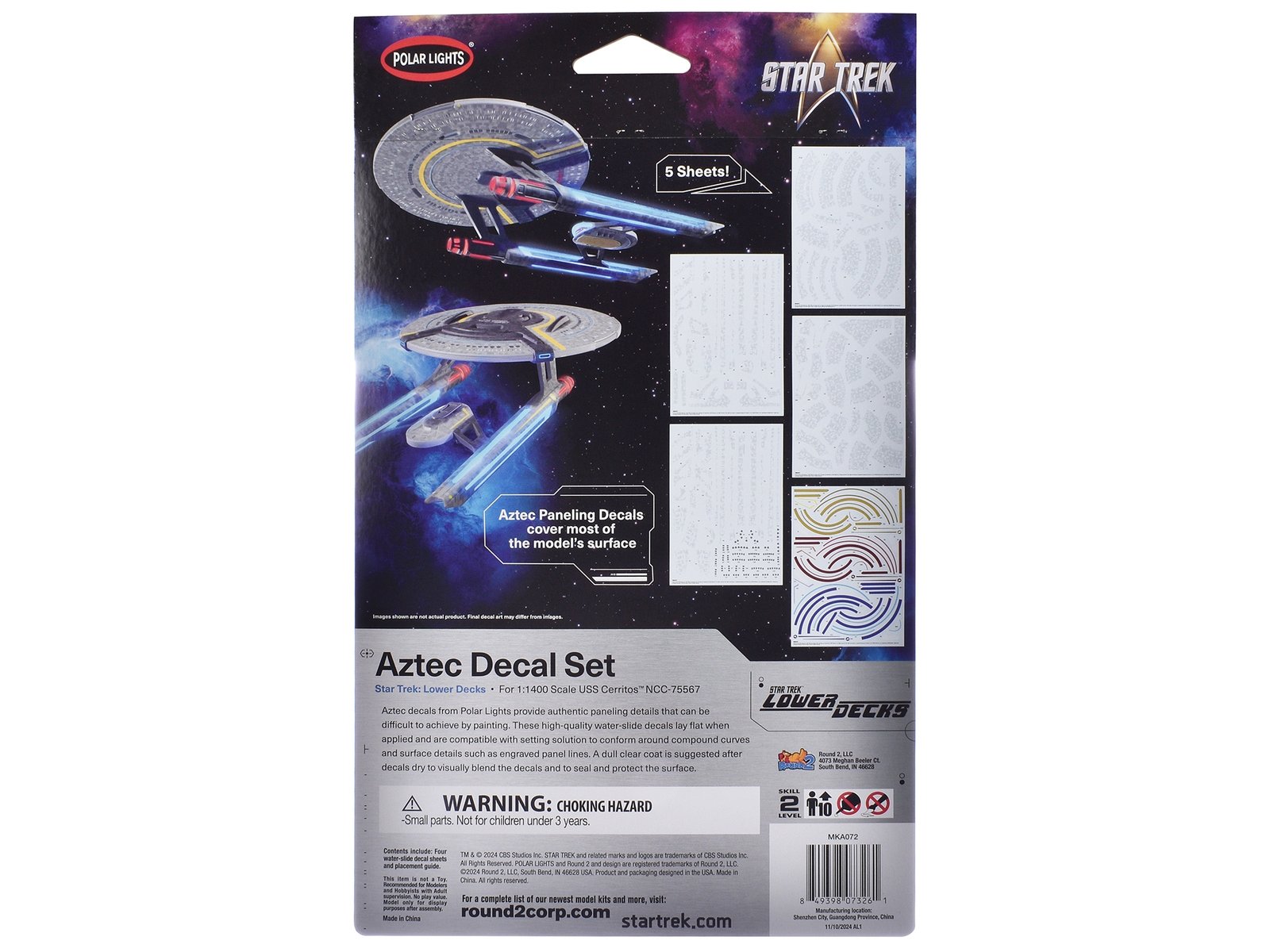USS Cerritos NCC-75567 Aztec Decal Set "Star Trek: Lower Decks" (2020-2024) TV Series 1/1400 Scale by Polar Lights - Image 2
