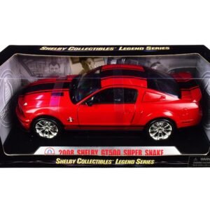2008 Ford Shelby Mustang GT500 Super Snake Red with Black Stripes "Shelby Collectibles Legend" Series 1/18 Diecast Model Car by Shelby Collectibles