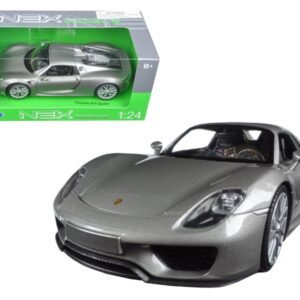 Porsche 918 Spyder Silver Closed Roof 1/24 Diecast Model Car by Welly