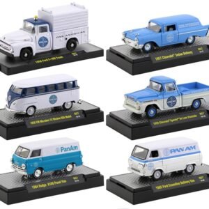 "Auto Trucks" Set of 6 pieces Release 57 "Pan American World Airways" (Pan Am) IN DISPLAY CASES 1/64 Diecast Model Cars by M2 Machines