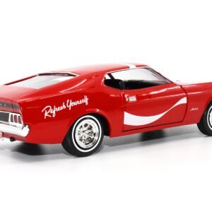 1971 Ford Mustang Sportsroof Red with White Stripes "Refresh Yourself - Coca-Cola" 1/24 Diecast Model Car by Motor City Classics