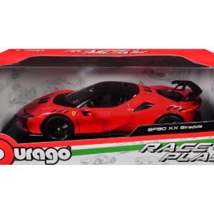 Ferrari SF90 XX Stradale Red with Black Top "Race + Play" Series 1/18 Diecast Model Car by Bburago