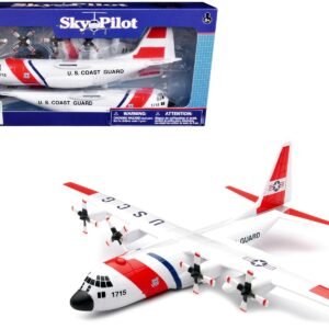 Model Kit Lockheed C-130 Hercules Transport Aircraft White and Red "United States Coast Guard" Snap Together Plastic Model Kit by New Ray