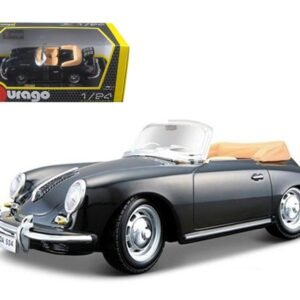 1961 Porsche 356 B Cabriolet Black 1/24 Diecast Model Car by Bburago