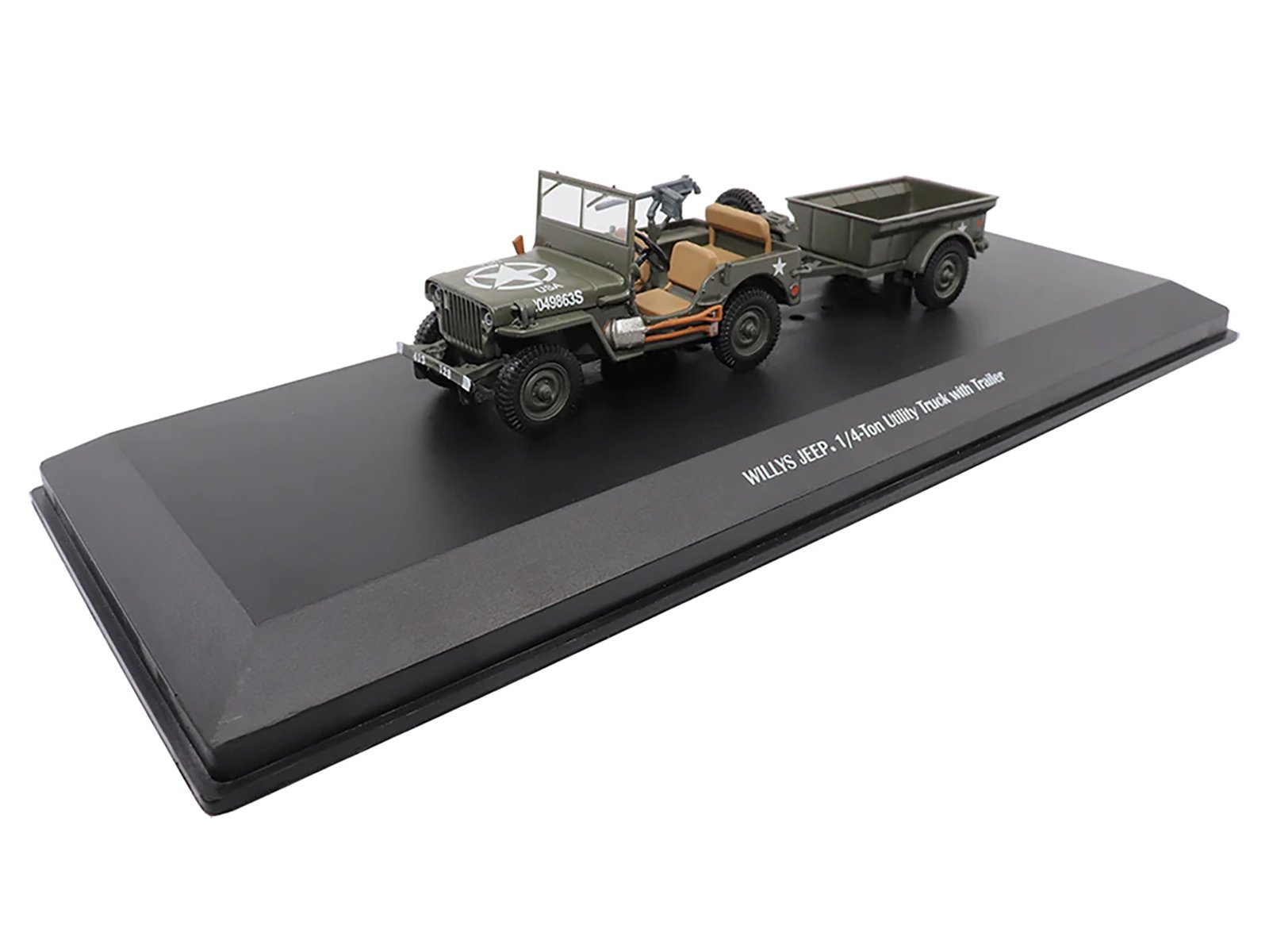 Willys Jeep 1/4-Ton Utility Truck Olive Drab with Trailer "United States Army" 1/43 Diecast Model by Militaria Die Cast - Image 2