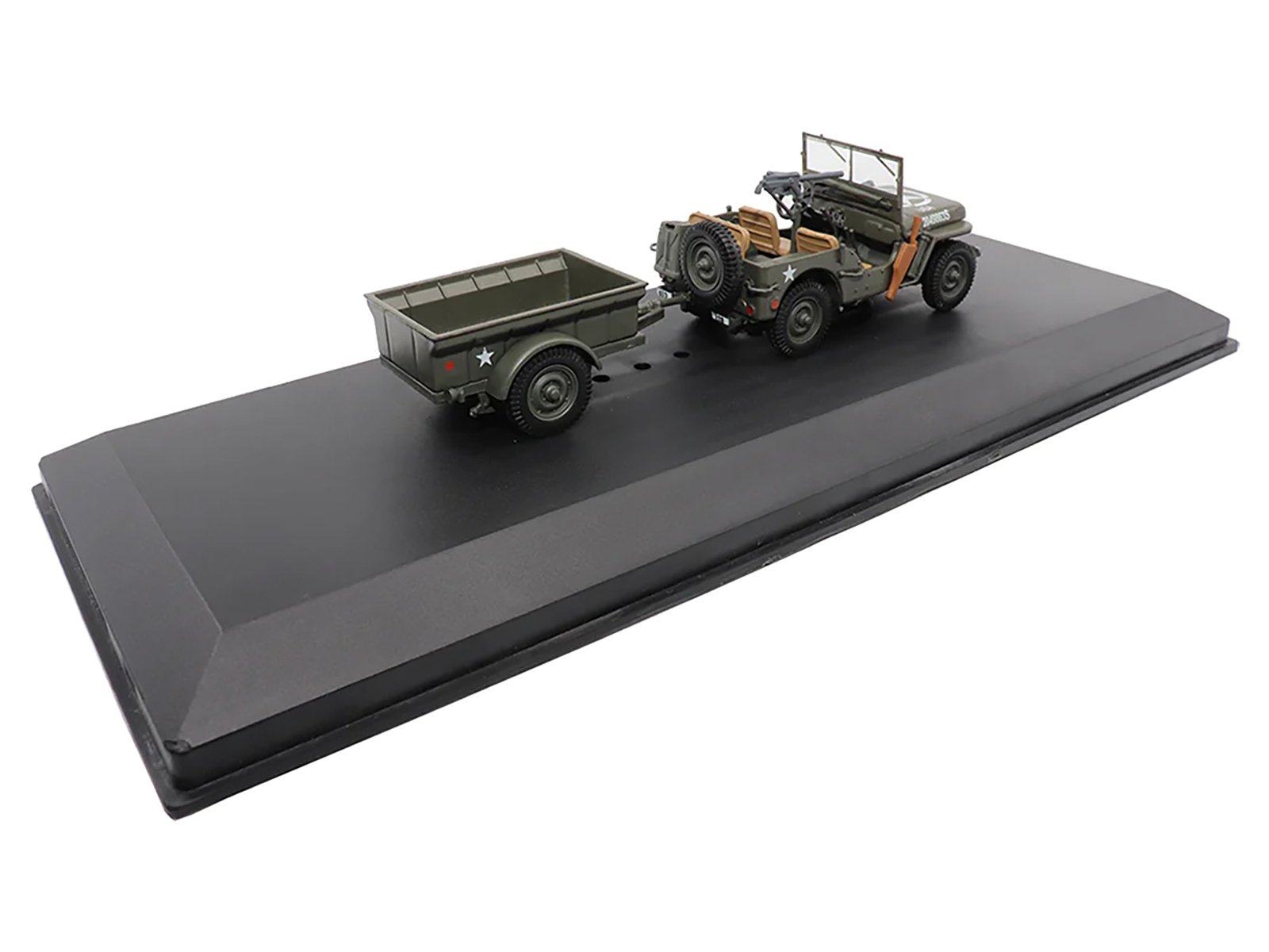 Willys Jeep 1/4-Ton Utility Truck Olive Drab with Trailer "United States Army" 1/43 Diecast Model by Militaria Die Cast - Image 4