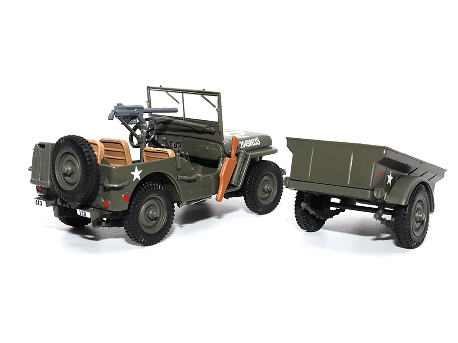 Willys Jeep 1/4-Ton Utility Truck Olive Drab with Trailer "United States Army" 1/43 Diecast Model by Militaria Die Cast - Image 5