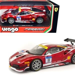Ferrari 488 Challenge #11 Candy Red with White Stripes "Ferrari Racing" 1/24 Diecast Model Car by Bburago