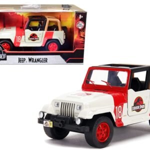 Jeep Wrangler #18 "Jurassic Park" Red and Beige "Jurassic World" 1/32 Diecast Model Car by Jada