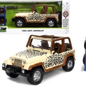 1992 Jeep Wrangler Tan and Brown with Graphics and Extra Wheels "Just Trucks" Series 1/24 Diecast Model Car by Jada