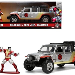 2020 Jeep Gladiator Pickup Truck Silver and Colossus Diecast Figurine "X-Men" Marvel "Hollywood Rides" Series 1/32 Diecast Model Car by Jada