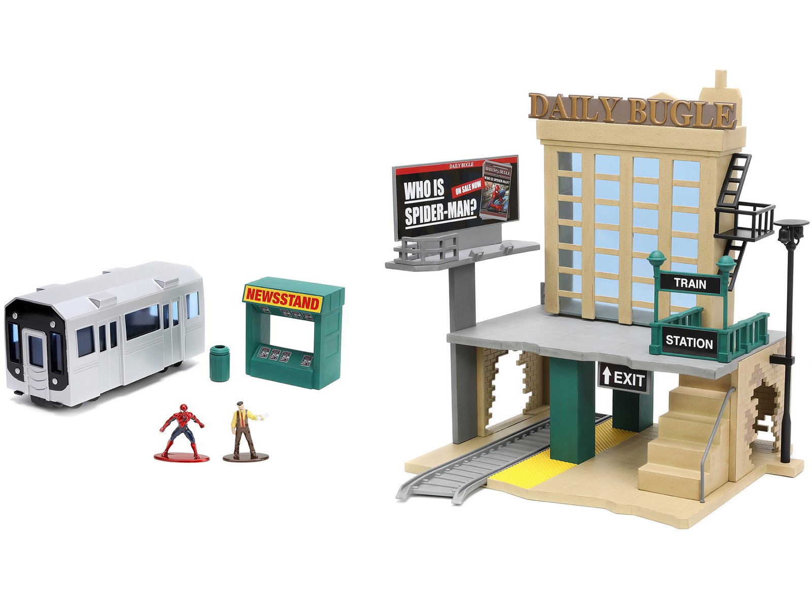 "Daily Bugle" and Subway Diorama Set with Spider-Man and J. Jonah Jameson Diecast Figures "Marvel's Spider-Man" "Nano Scene" Series Models by Jada - Image 3