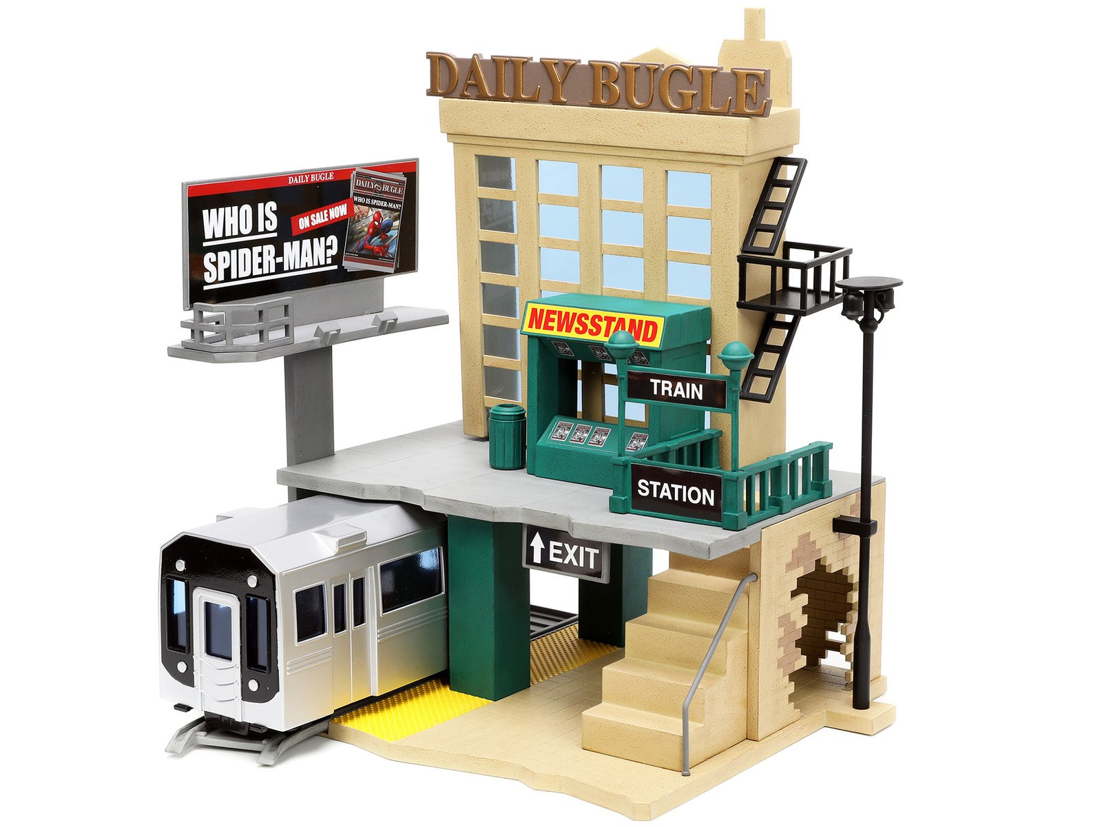 "Daily Bugle" and Subway Diorama Set with Spider-Man and J. Jonah Jameson Diecast Figures "Marvel's Spider-Man" "Nano Scene" Series Models by Jada - Image 4