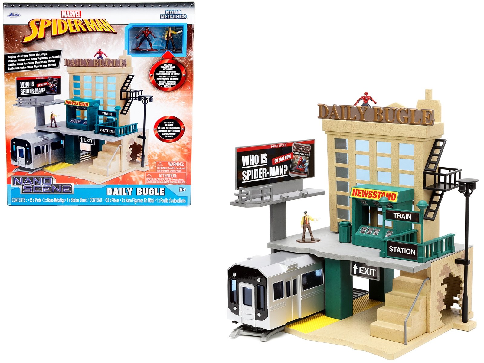 "Daily Bugle" and Subway Diorama Set with Spider-Man and J. Jonah Jameson Diecast Figures "Marvel's Spider-Man" "Nano Scene" Series Models by Jada - Image 5