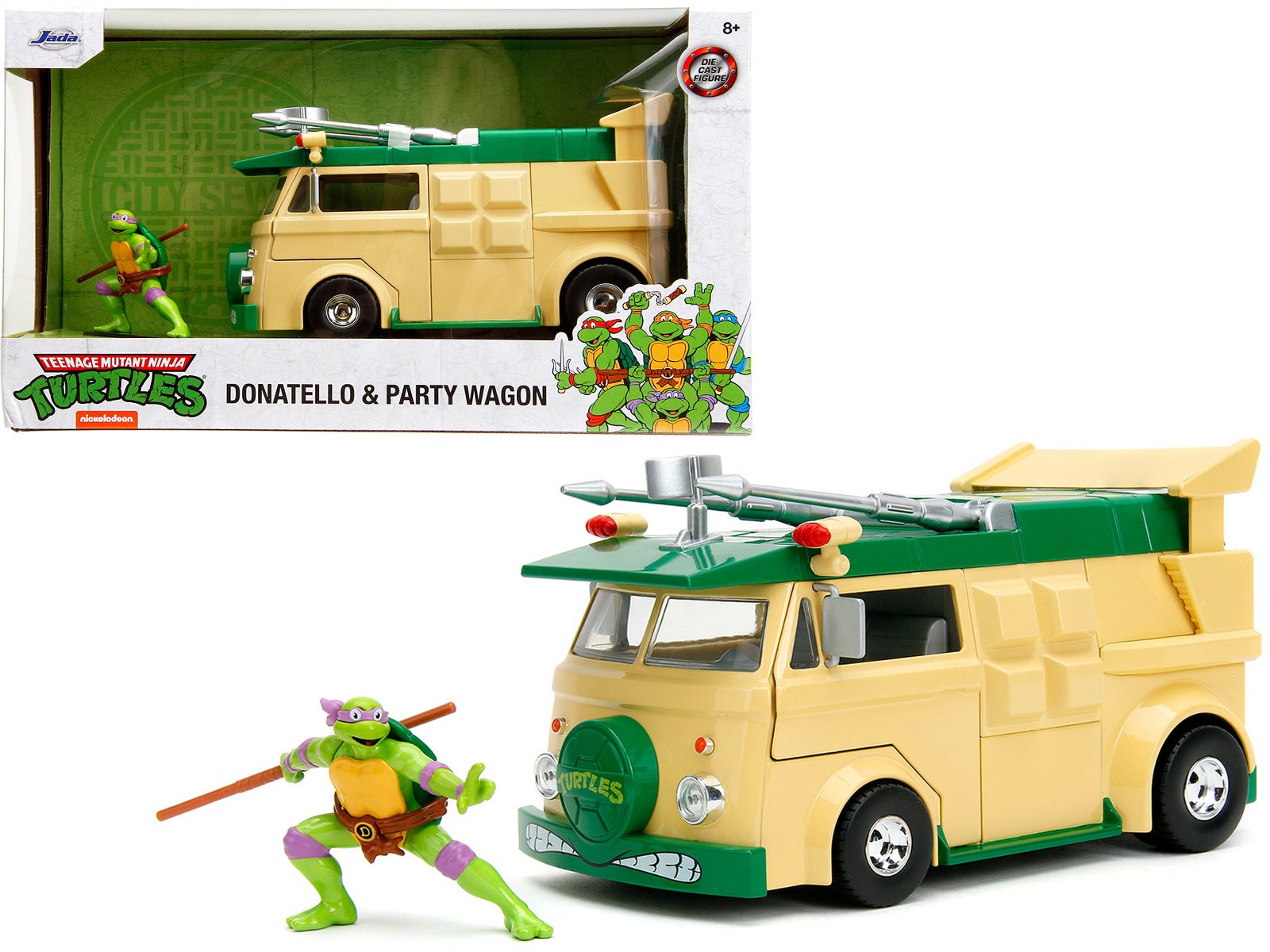 Party Wagon Green and Beige and Donatello Diecast Figure "Teenage Mutant Ninja Turtles" "Hollywood Rides" Series Diecast Model by Jada - Image 3