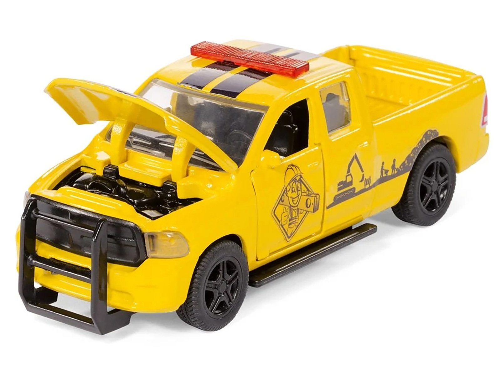 Ram 1500 Pickup Truck Yellow with Compressor Trailer and Worker Figure with Accessories Set 1/50 Diecast Models by Siku - Image 3
