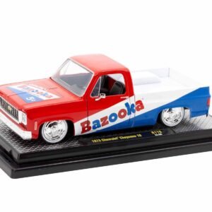 1973 Chevrolet Cheyenne 10 Pickup Truck Red and Blue with White Stripe "Bazooka Bubble Gum" Limited Edition to 6250 pieces Worldwide 1/24 Diecast Model Car by M2 Machines